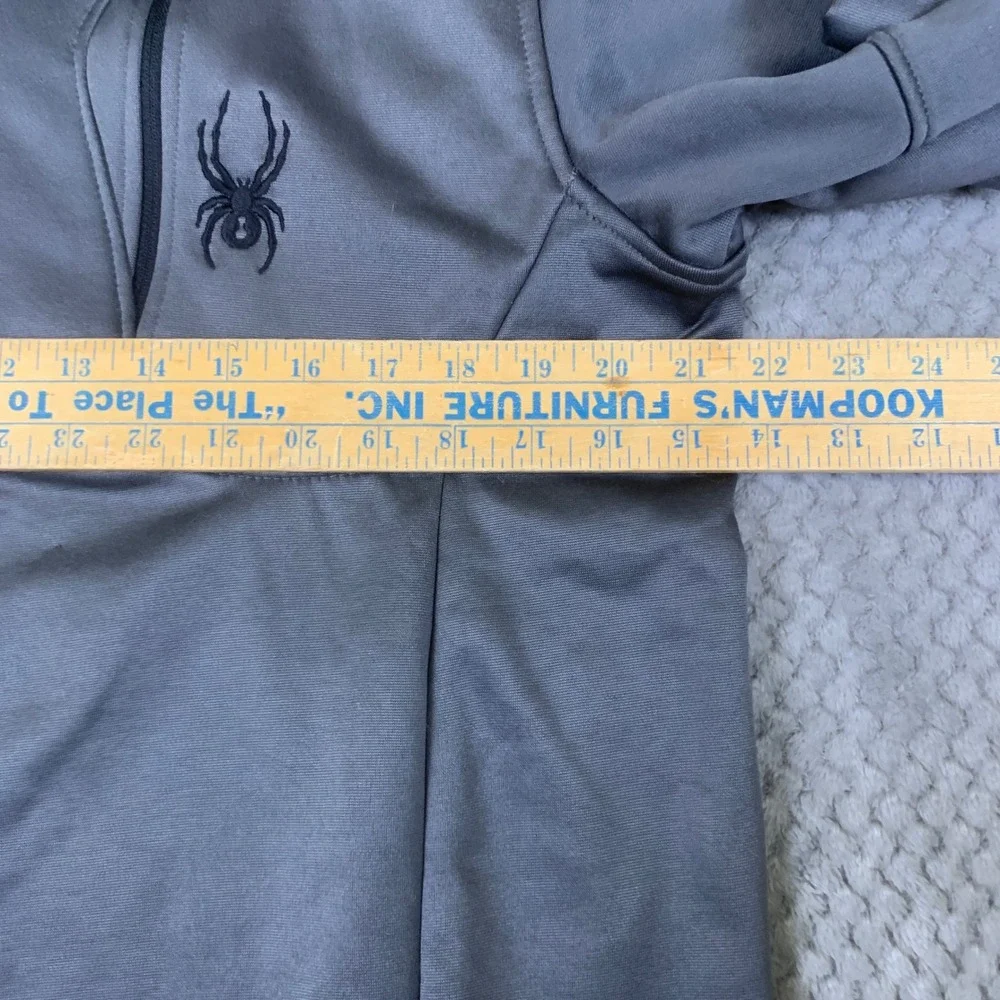 Spyder Mens Gray Quarter Zip Pullover Fleece Jacket Chest Pocket Size Large